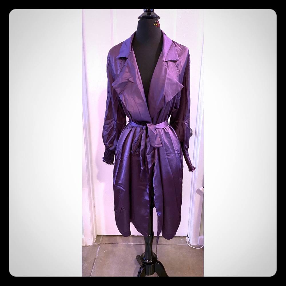 Plum satin duster/trench